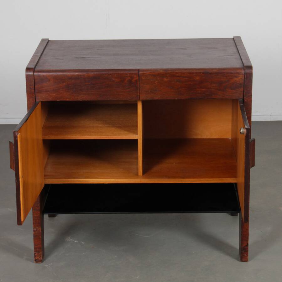 Wooden and opaline chest of drawers from the 1960s