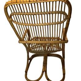 Vintage bamboo rattan armchair Tito Agnoli circa 1960