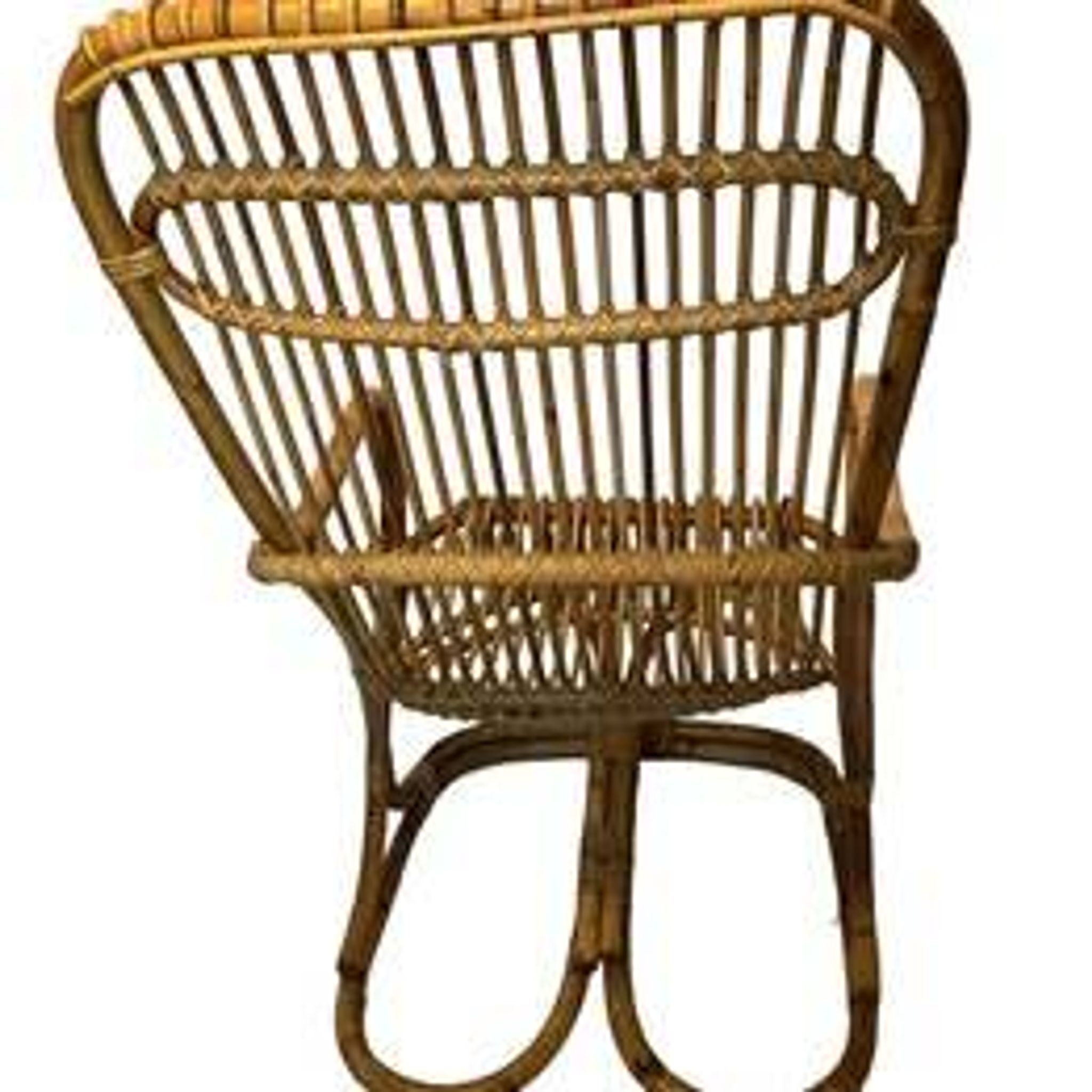 Vintage bamboo rattan armchair Tito Agnoli circa 1960