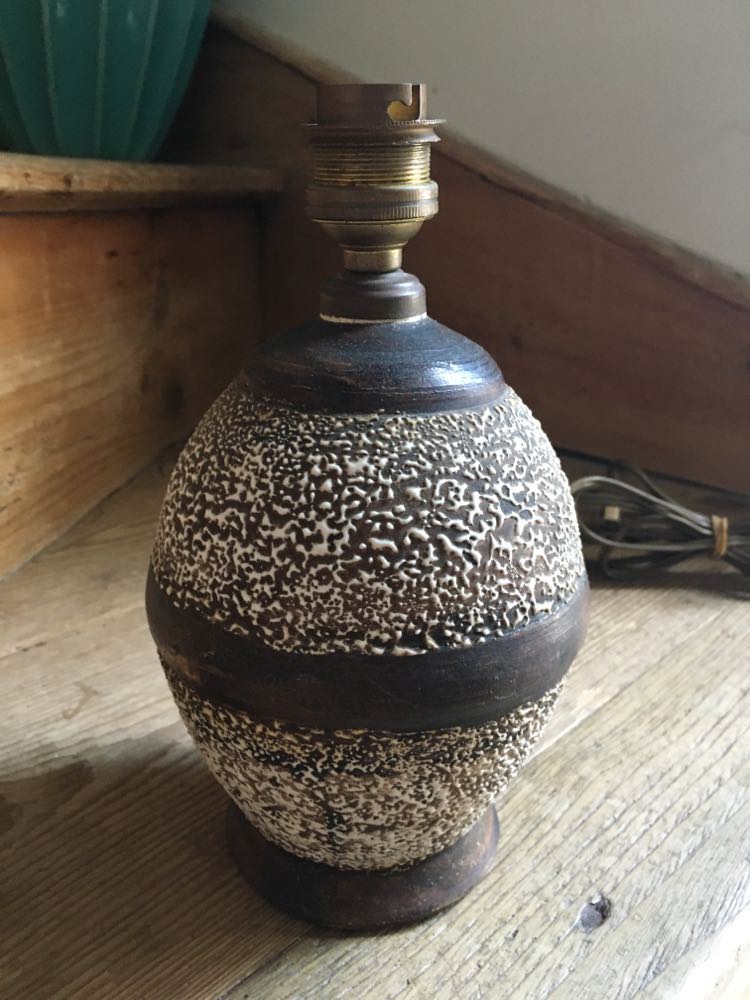 Antique ceramic lamp stand. Brown.