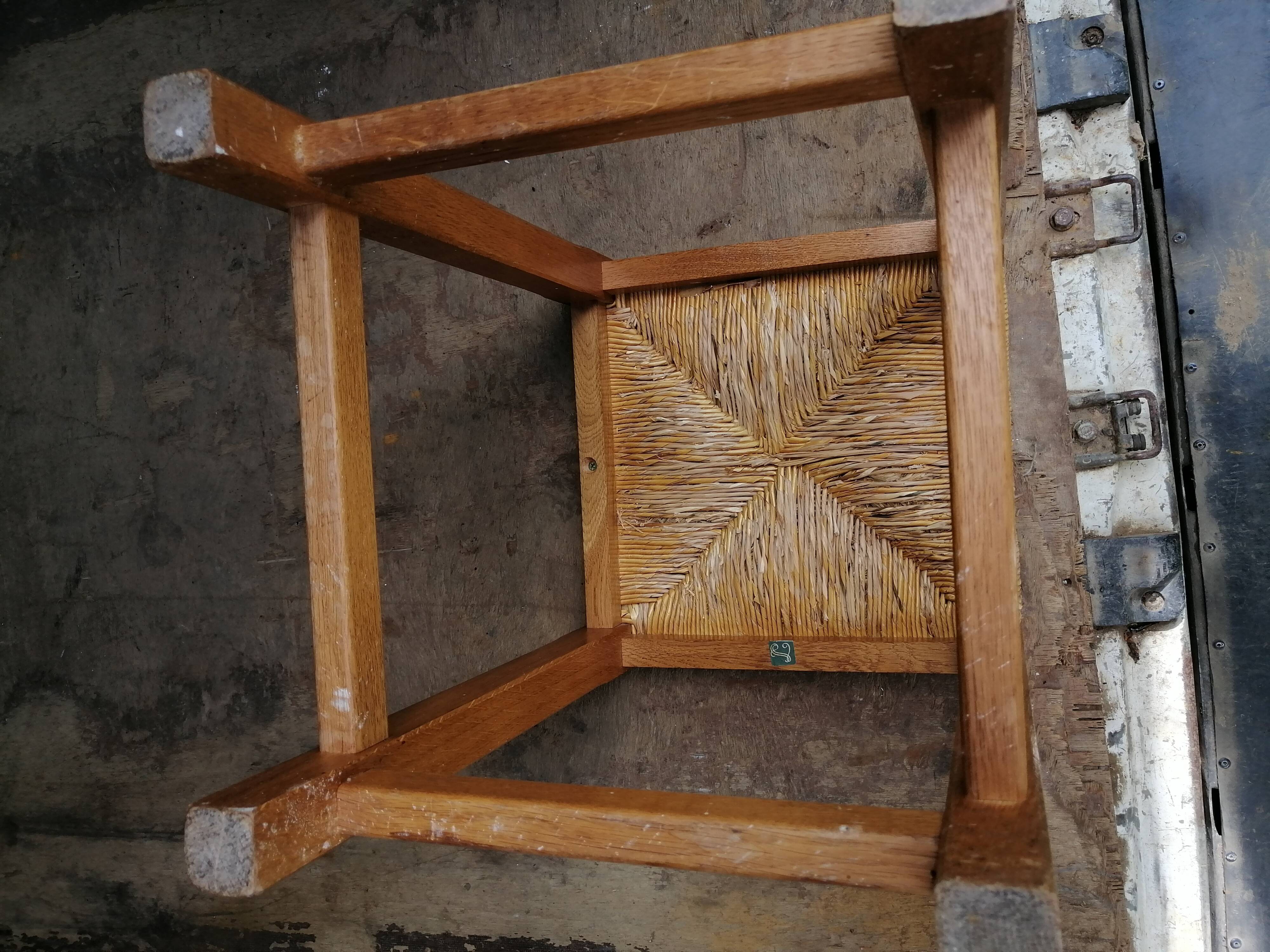Wooden and straw stool