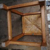 Wooden and straw stool