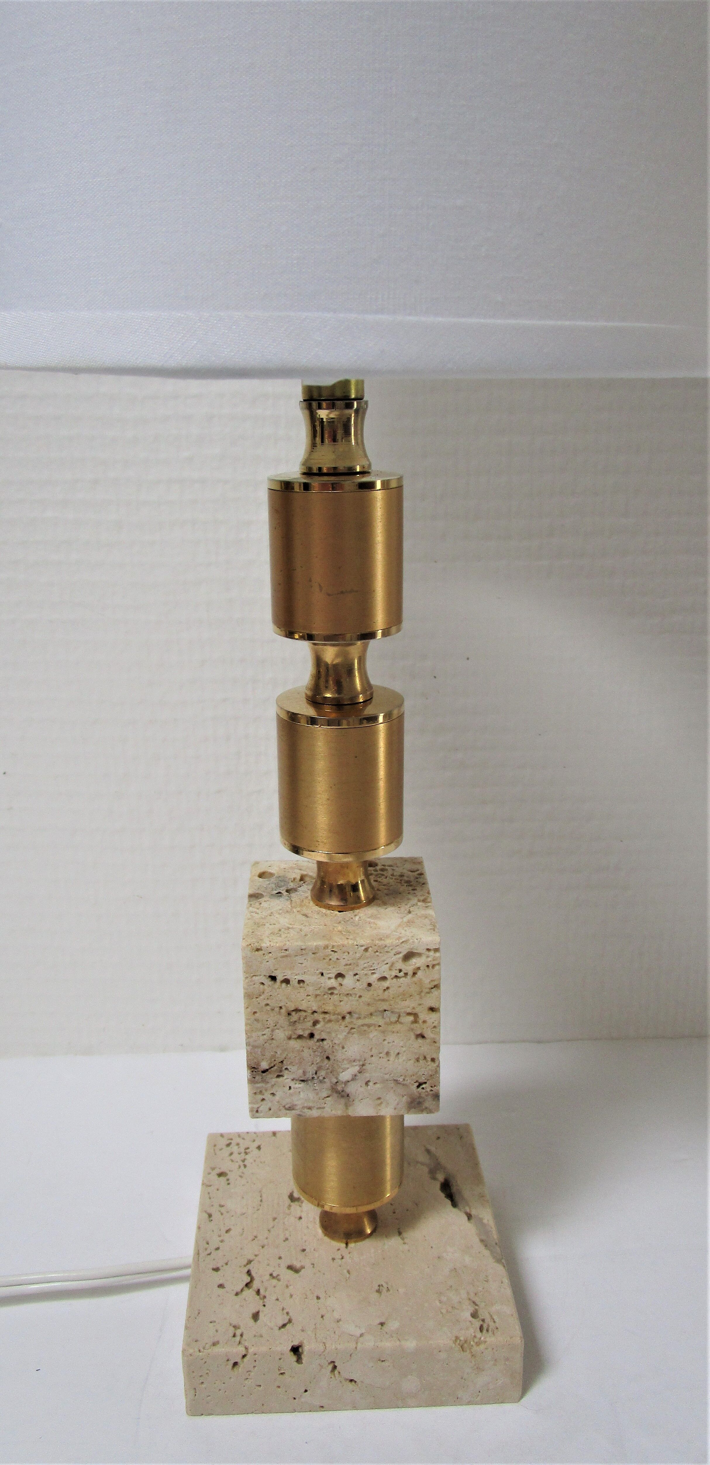 Travertine lamp and  gilded steel 70