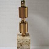 Travertine lamp and  gilded steel 70