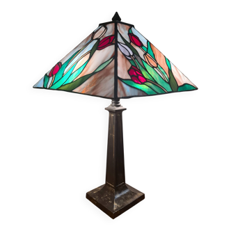 lamp 1975 to 85 origin lampshade stained glass Tiffany style 53x30 el
