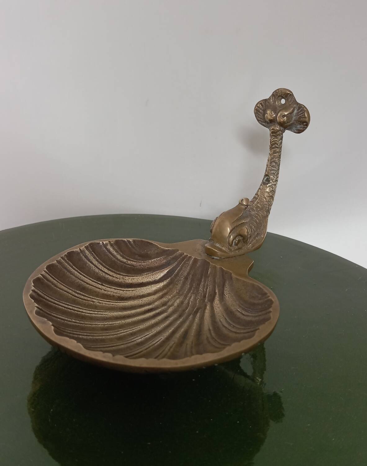 Brass shell wall soap dish, mid-20th century