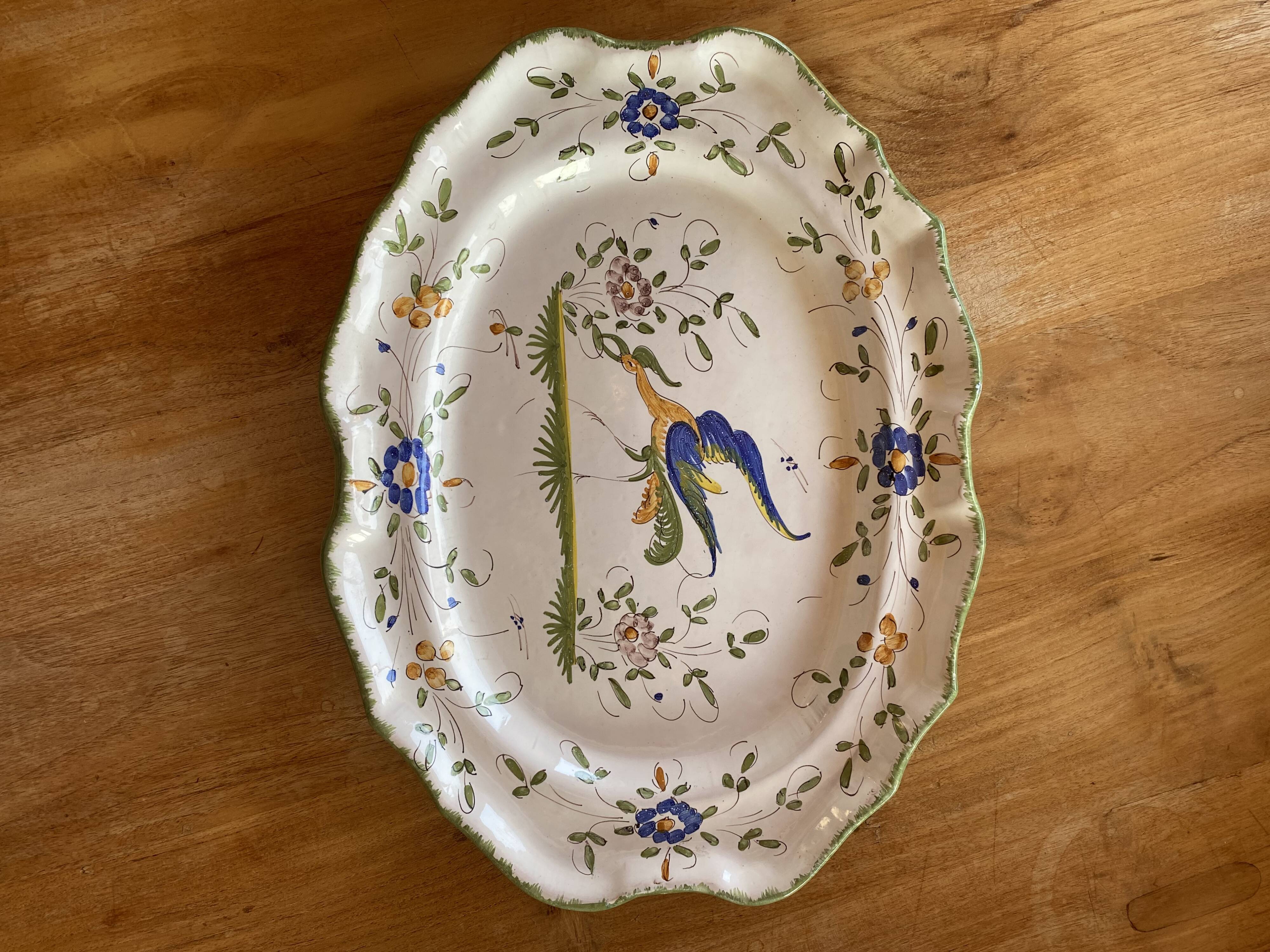 Large decorative earthenware dish