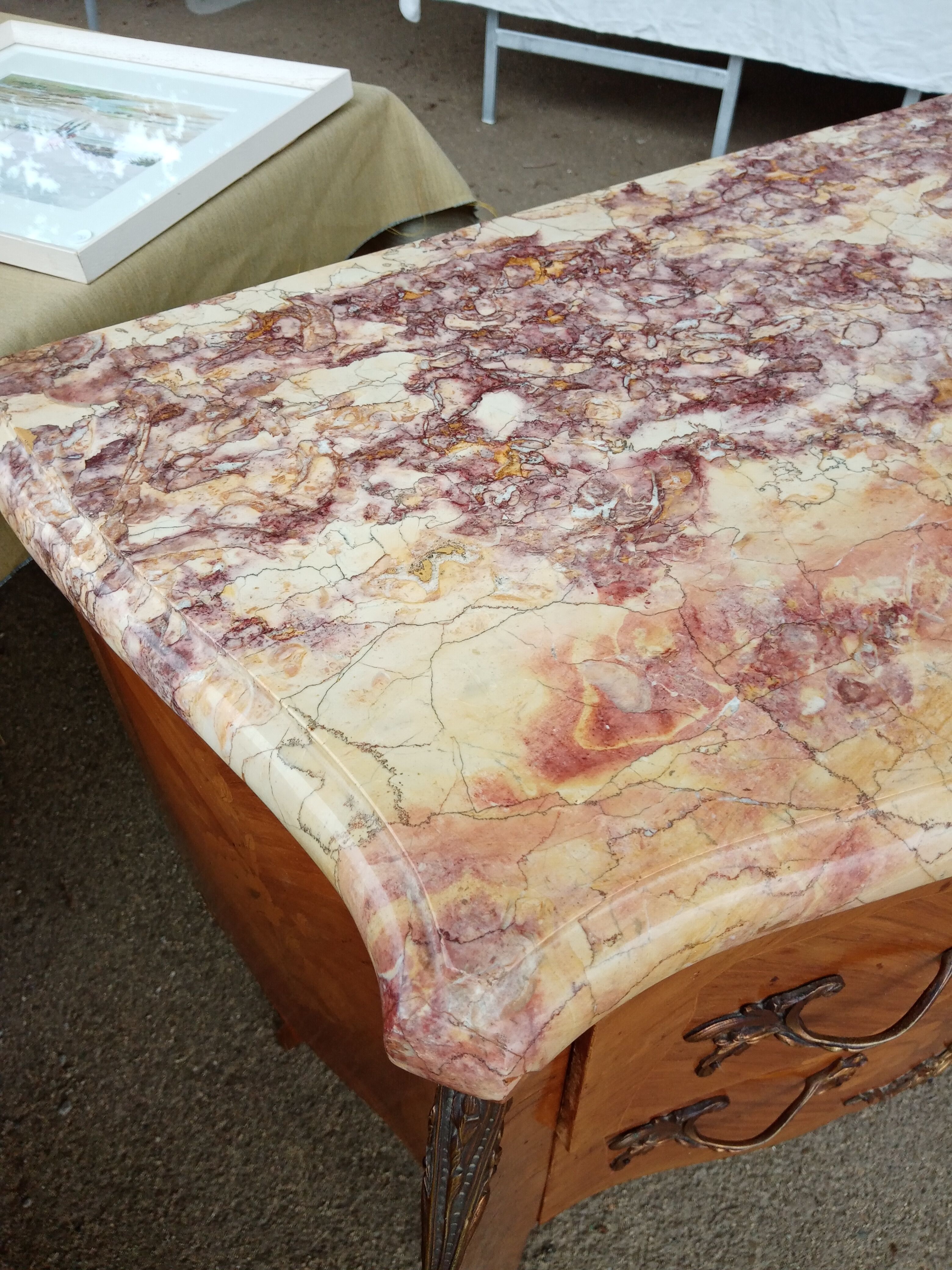 Louis XV chest of drawers 2 drawers and marble