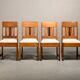 Dutch Art Deco Amsterdam School Dining Chairs in Oak and light Fabric