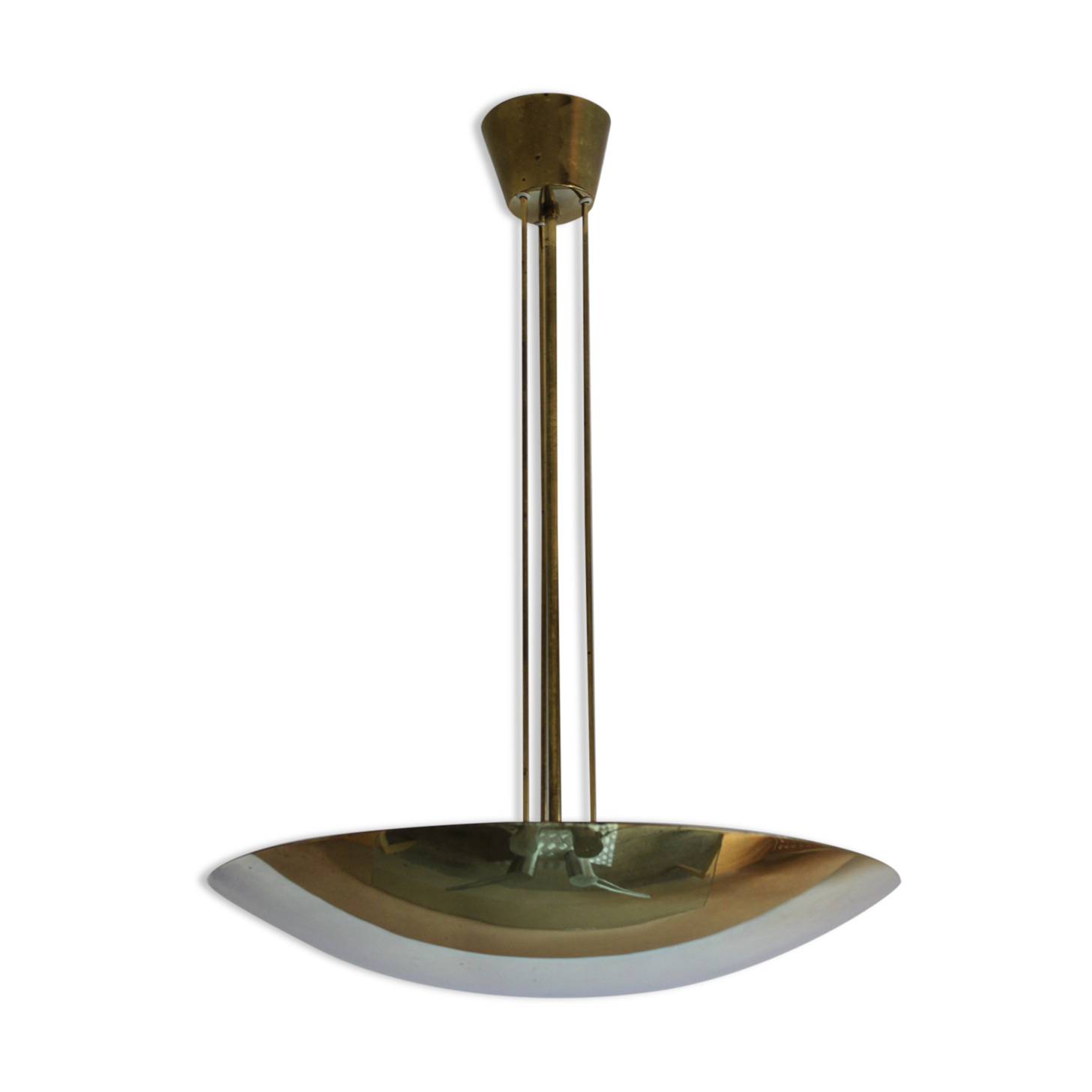 Brass half bowl ceiling lamp by Kalmar Austria