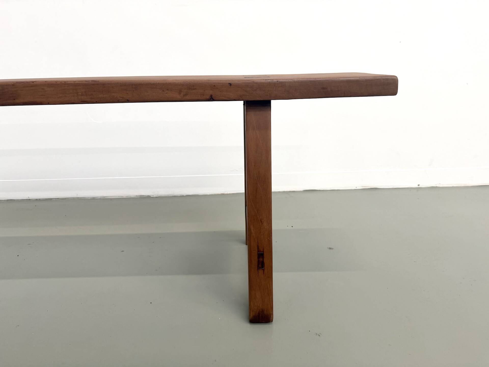 Restored solid walnut bench — 1950s