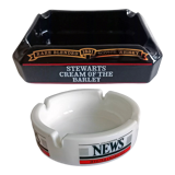 Set 2 advertising ashtrays Collection "International News" "Stewarts Cream Of The Barley" Vintage