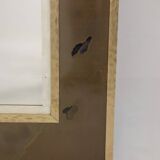 Mirror in marquetry of oxidised and patinated brass. Artist's work.