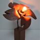 Lampe fleur bois massif vintage années