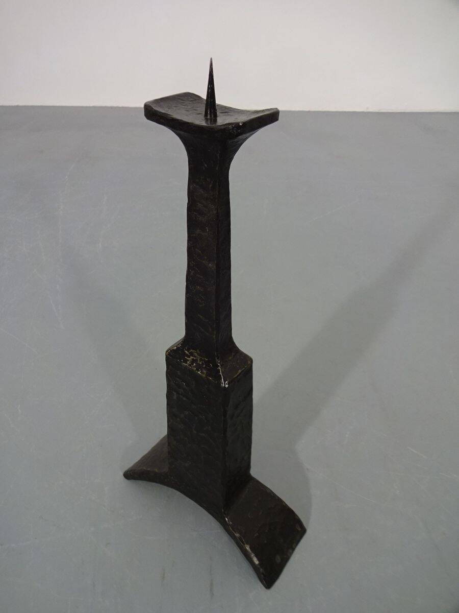 Brutalist Sculptural Iron Candleholder, 1960s