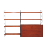1960s wall unit with secretray in teak, Nisse Strinning