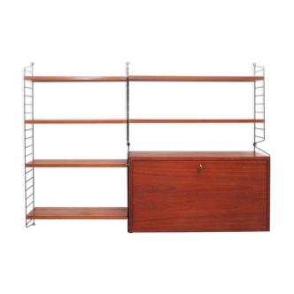 1960s wall unit with secretray in teak, Nisse Strinning