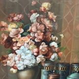 Still life with flowers. signature. in a beautiful, expensive setting.