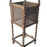 Antique Caned Fern Planter on Spiral Turned Legs