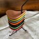Complete set of 7 multicoloured vintage ceramic bowls.