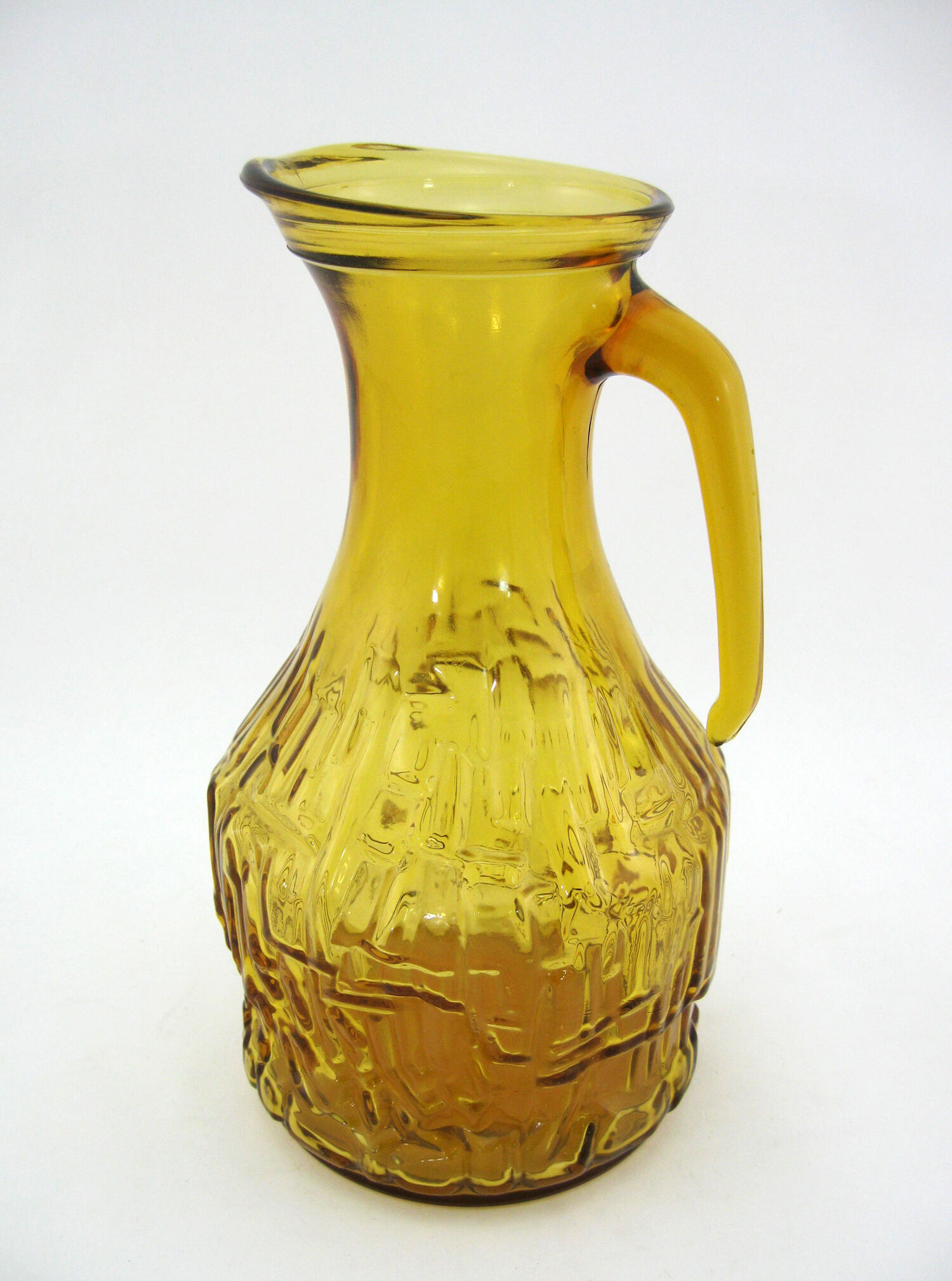 Amber Yellow Molded Glass Pitcher - Bormioli Fidenza Vitraria Italy - Vintage 60s