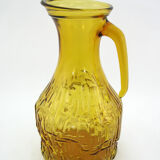 Amber Yellow Molded Glass Pitcher - Bormioli Fidenza Vitraria Italy - Vintage 60s