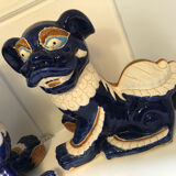 Vintage Chinese food dog ceramic Chinese blue and white dogs foo