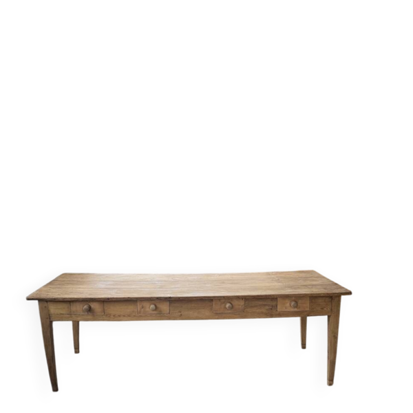 Table de ferme à tiroirs en pin et chêne