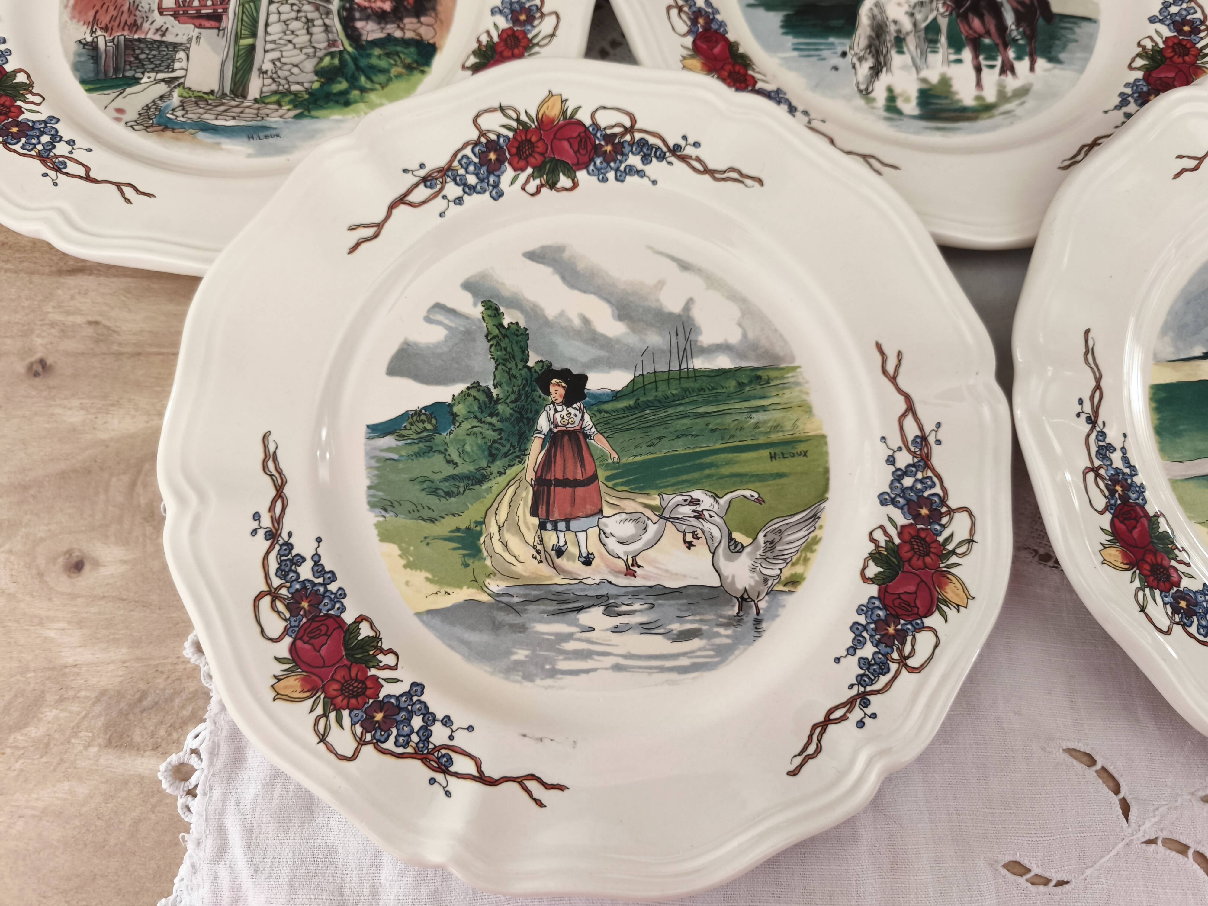 Lot de 7 assiettes à dessert Sarreguemines modèle Obernai