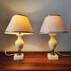 Pair of antique alabaster bedside lamps