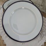 Lot 2 of 12 Limoges porcelain plates bordered midnight blue and gold