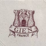 6 anciennes assiettes creuses à soupe Gien paysage rose 1938/1960