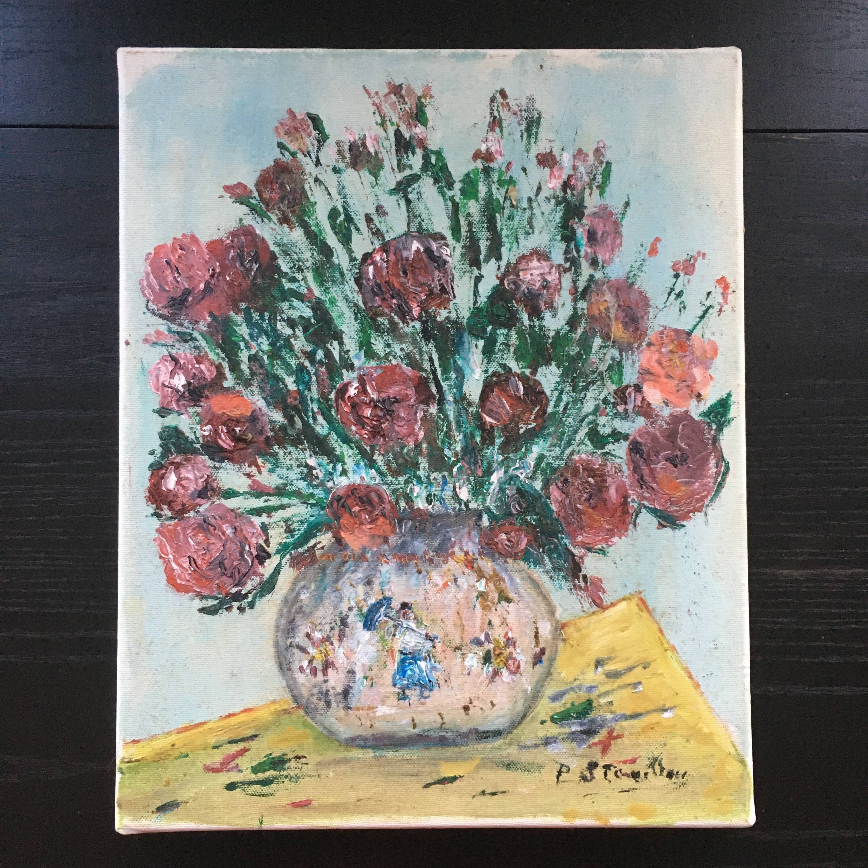 Red bouquet painting