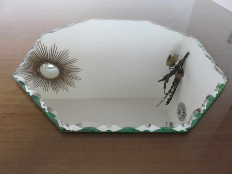 Beveled octagonal mirror 40s 50s 31x31cm