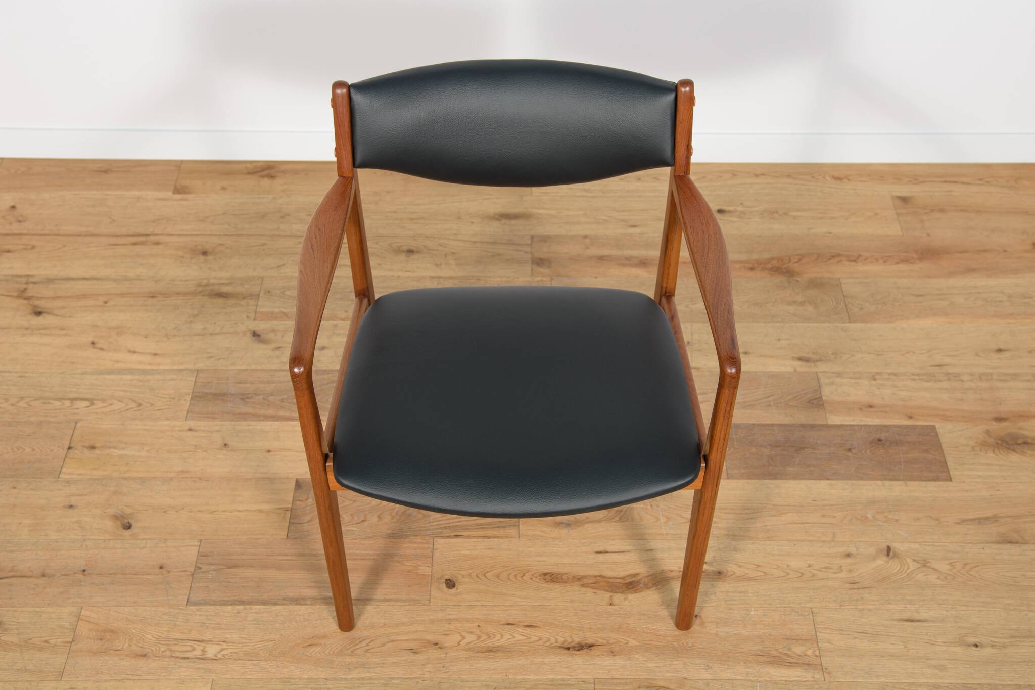Mid-Century Teak & Leather Armchair, Denmark, 1960s