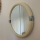 Vintage mirror round edge in white plastic and chrome diameter 46 cm
