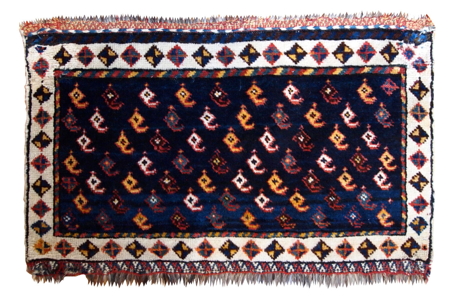 Ancient  carpet Persian Luri 58cm x 91cm 1890 s
