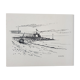 André Duculty (1912-1990) India ink on paper "Beachside" Signed lower right