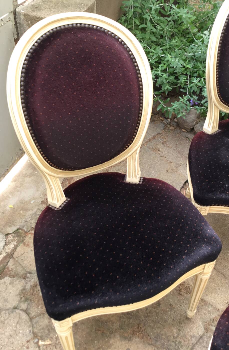 Set of 6 Louis XVI style chairs in patinated wood