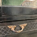 Blackened wooden display case, late 19th, early 20th century