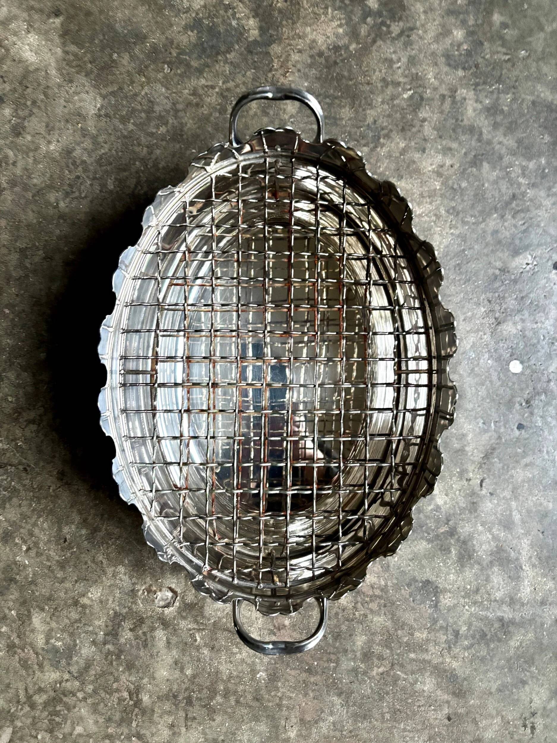 Glass cooler, silver-plated metal bottle