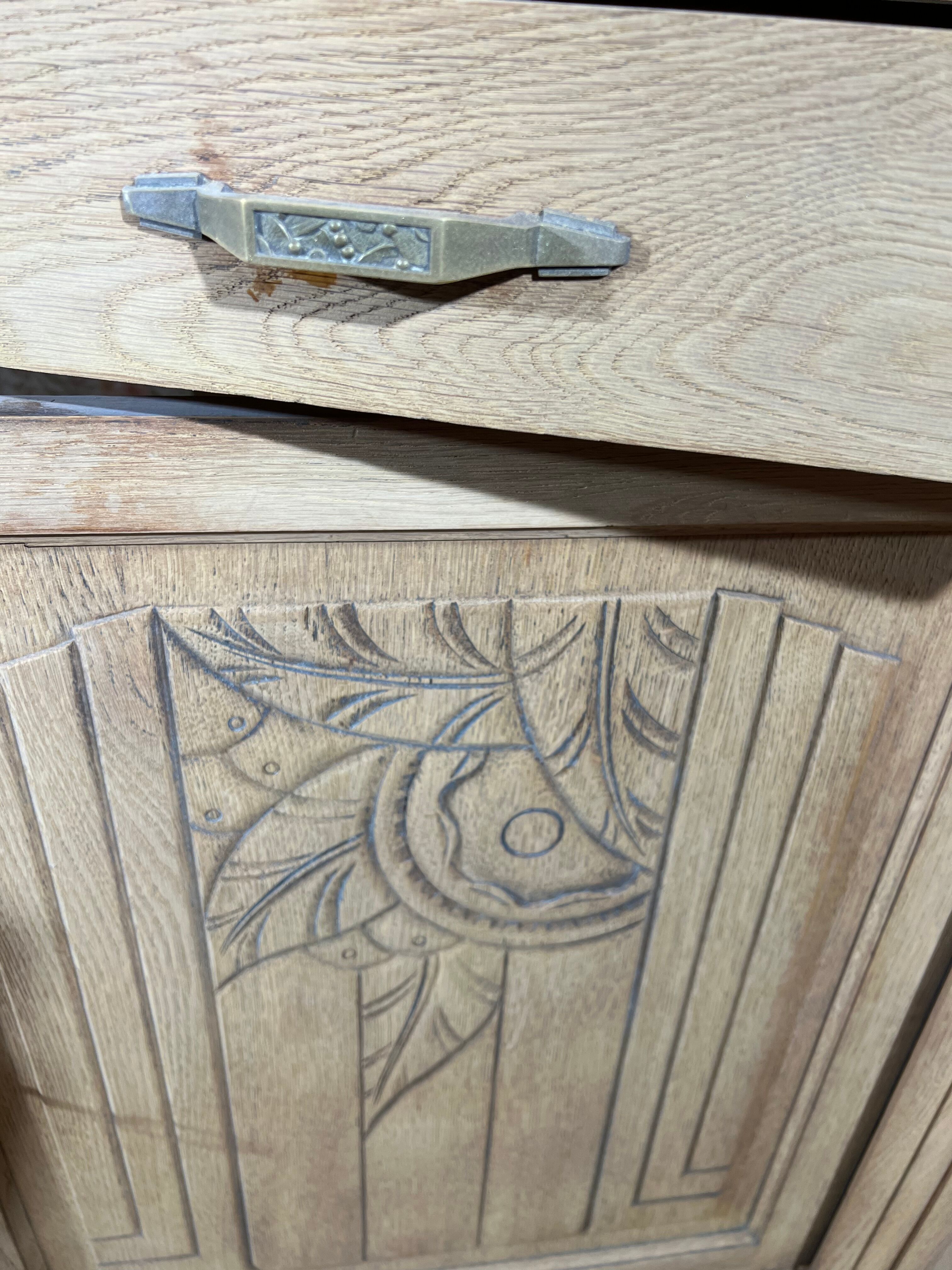 Buffet cupboard in oak brut art deco 1940-50