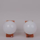 80s pine wall lights x2