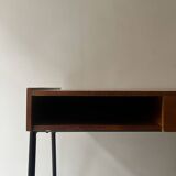 Desk in wood and black metal design 1950