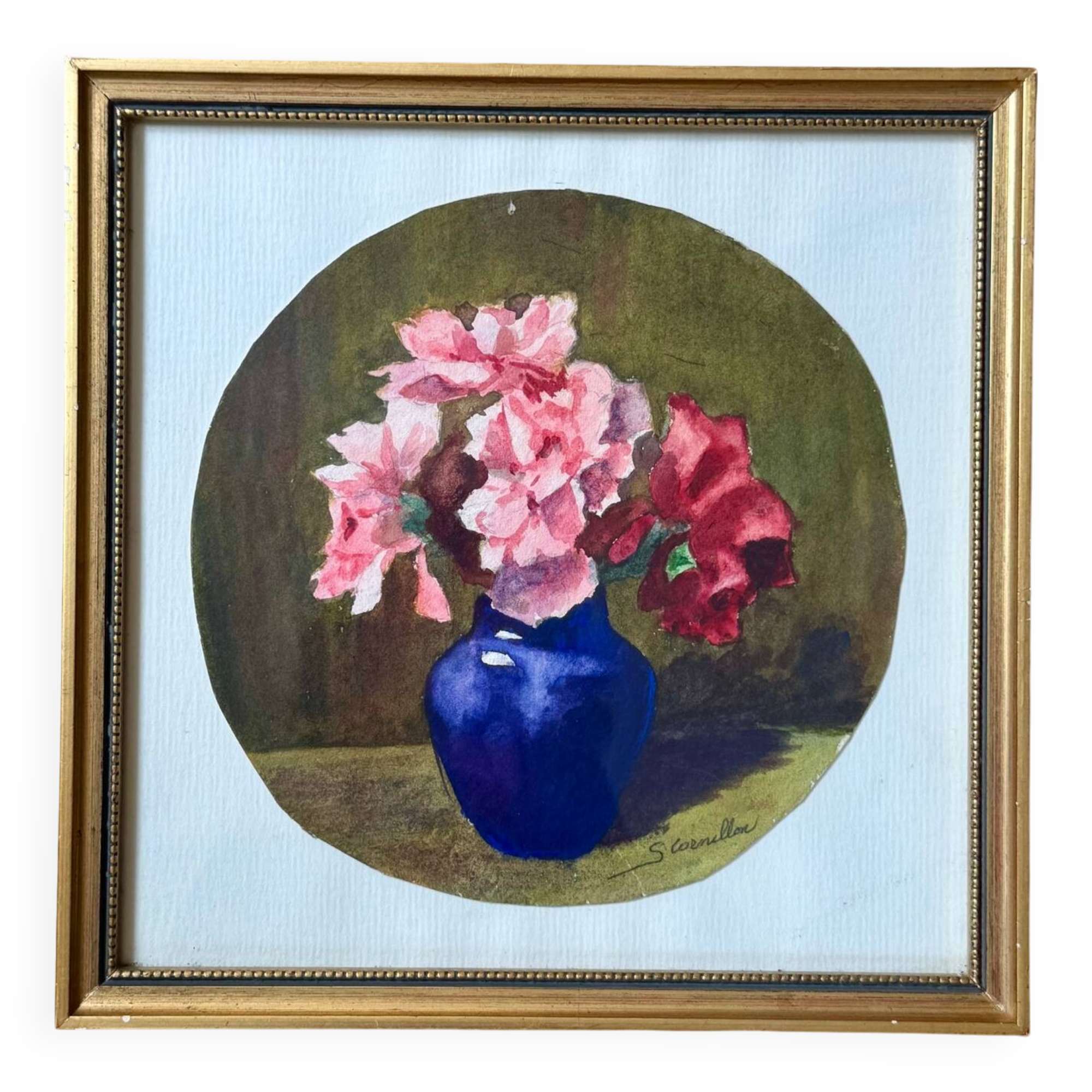 Still life with roses signed Cornillon 20th century