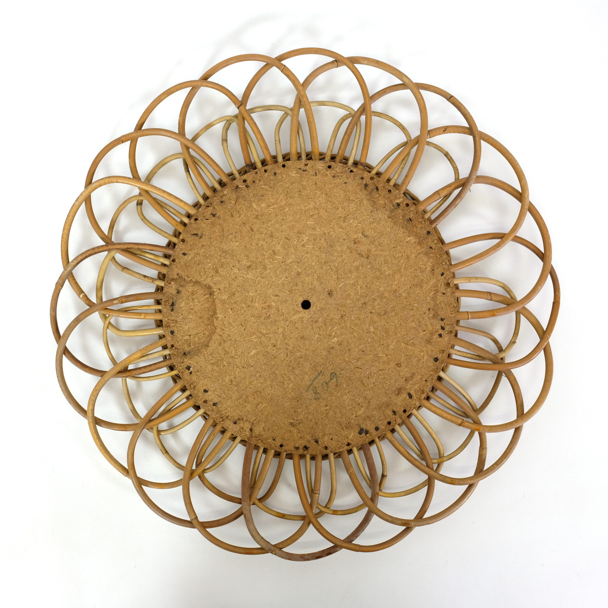 Rattan flower mirror, 1960s, 42 cm.