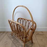 Vintage rattan wicker magazine rack