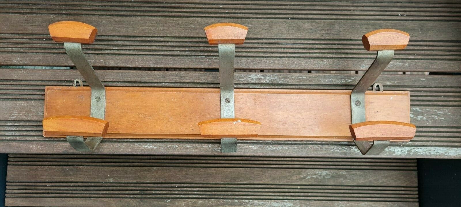 Vintage wooden and metal hook