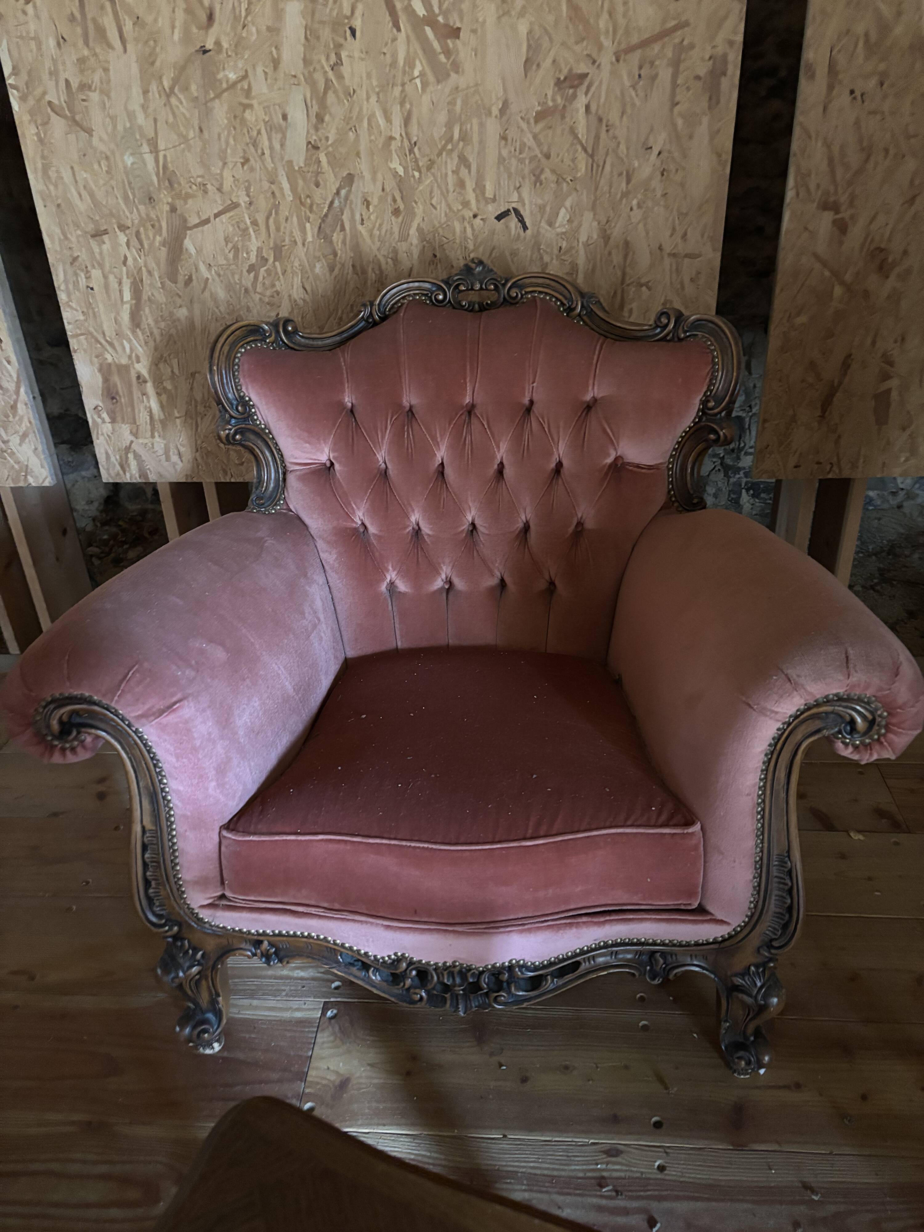 Salon style Napoléon III velours rose