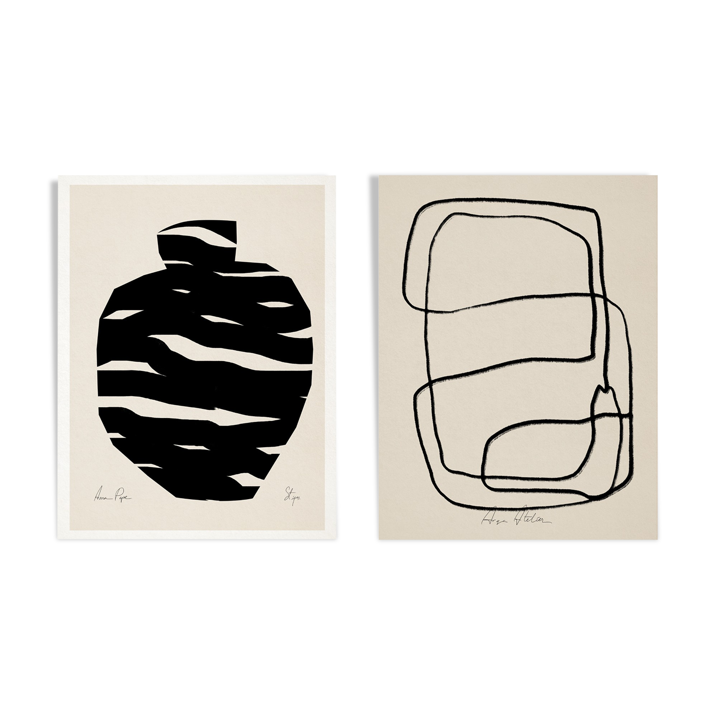 Pair of giclee prints. Abstract wall art set of two, 50x70